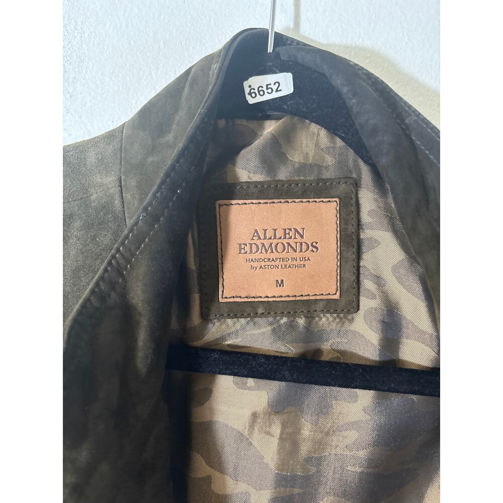 Mens Allen Emonds Dark Green Goat Skin Leather Jacket Sz M - Picture 3 of 4